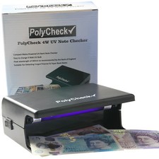 PolyCheck 4W UV Money Checker - Detects Counterfeit Polymer & Paper Bank Notes 