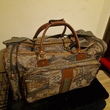 Vintage Tapestry Travel Holdall – Aztec Pattern 1980s Retro Weekend Duffle Bag