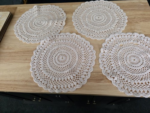 Round hand crocheted doily - round,