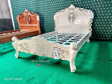 UK STOCK 4'6" Double Ivory Cream mahogany French Rococo Bed  TOP QUALITY