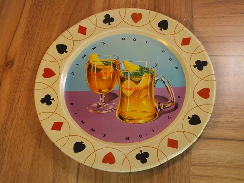 Vintage pimms tinplate plate - vintage,