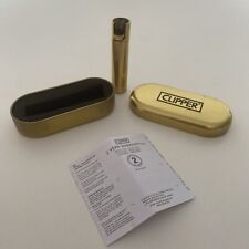 Genuine Clipper Metal Gold Refillable Lighter (With Case) Gift Tin Box