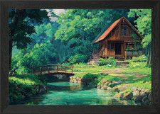 Cabin the river framed - the,
