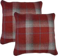 Set of 4 Highland Tartan Red Beige Plaid Wool Look 17"Cushion Covers £32.99