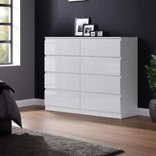 FWStyle 8 Drawer Chest Of Drawers Gloss White Bedroom Furniture Deep Storage
