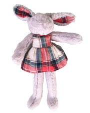 Next Grey Rabbit Soft Plush Toy My Best Friend Bunny 14"  Tartan Dress and Ears