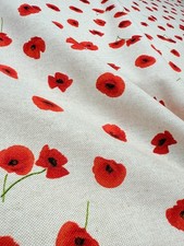 Mini Red Poppy Flowers Fabric