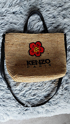 Kenzo small logo raffia tote - logo,
