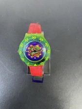 VINTAGE Swatch POP Watch Scuba 200m Green Neon Camo Military Red Strap Rare