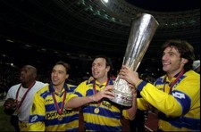 Parma players celebrate with