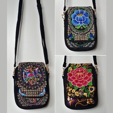 bag crossbody purse embroidered floral flower boho hippy ethnic festival vegan