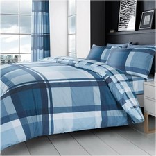 Tartan Checked Grey Duvet Cover Quilt Bedding Set With Pillowcases All Sizes UK