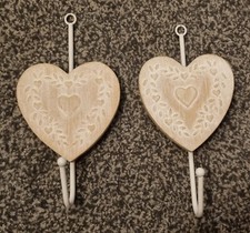 2 Wooden Heart Door Hangers/ Hooks
