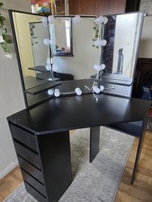Corner Dressing Table Vanity Desk with Mirror Black