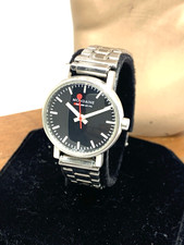 Mondaine Women's Watch Railway Swiss Quartz Black Dial Stainless Steel 26mm