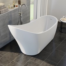 Freestanding Double Ended Bath Luxury Acrylic Bathtub & Waste White 1650x690mm