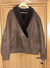 Fenland Sheepskin Brown Flying Style Shearling Jacket Size M/L Size 50 Chest 40”