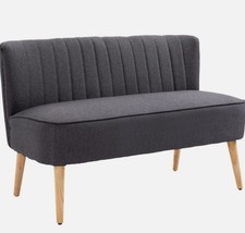 HOMCOM Modern Double Seat Sofa Loveseat Couch 2 Seater Compact Sofa Padded Linen