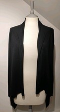 Autograph M&S UK 12 Open Waterfall Cardigan Black Merino Silk Cashmere Knit