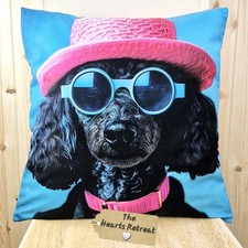 BLACK POODLE CUSHION COVER