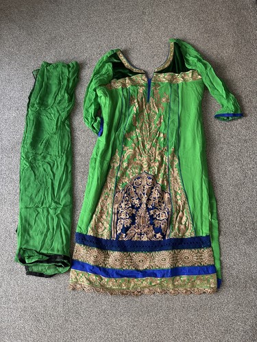 Green gold anarkali suit plus - green,