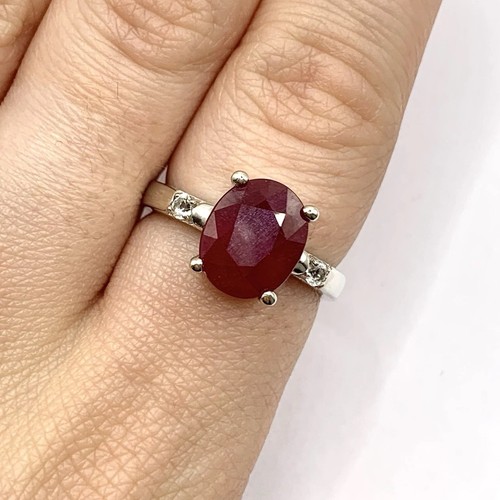 Ruby white topaz ring - ruby, 925