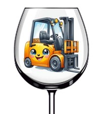 12x Colourful Forklift Truck Vinyl Sticker Decal Tumbler Wine Glass Bottle Mug