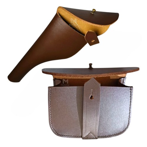 Brown leather ammo pouch - brown,