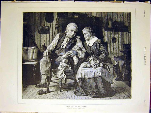 Original old antique print - old,