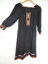PEPPERBERRY black orange white embroidered FLORAL BOHO dress Size 10 curvy