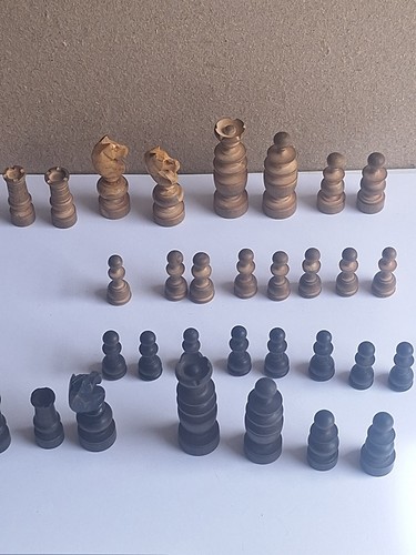 Antique wooden chess set - wooden,