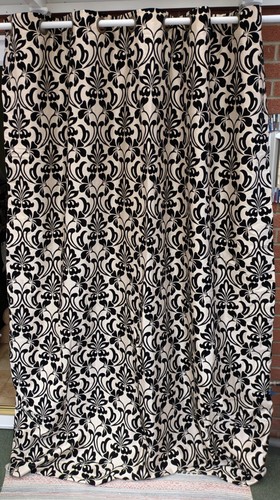 Vintage flock curtains black - vintage,