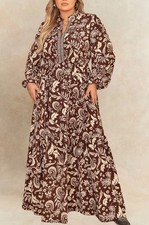 Women's Brown Floral V Neck