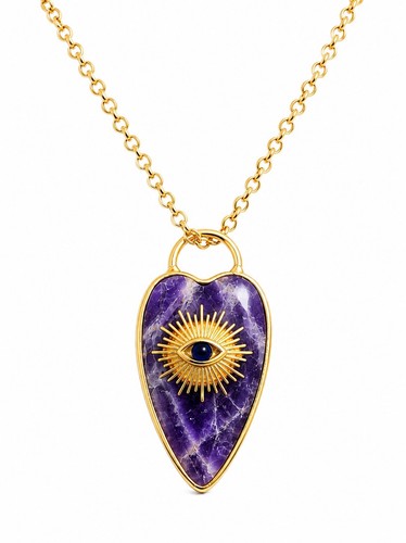 Amethyst evil eye pendant - amethyst,
