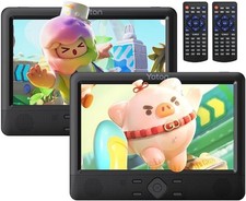 YOTON 10.1" Dual Portable DVD Player 5H Player Time Support USB/SD Card/AV IN/AV