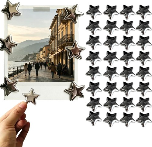 Silver star fridge magnets - silver,