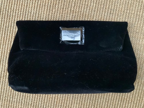 Black velvet clutch bag - velvet, for