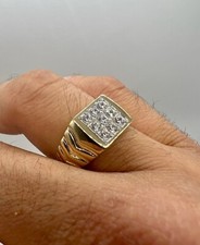 9ct Gold 11mm Mens Ring -UK Sizes P - Z - Two Colour - Cz Set - Full UK Hallmark