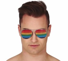 Pride Rainbow Glasses Pinhole Pilot Style Costume Fancy Dress Festival LGBT Fun