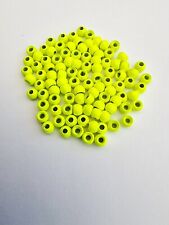 Fly Tying 25 Packs 4mm Countersunk Florescent Chartreuse Painted Brass Beads.