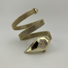 Vtg Medana Ladies 19mm Watch Gold Tone Snake Wrap Band Windup Swiss - RUNS