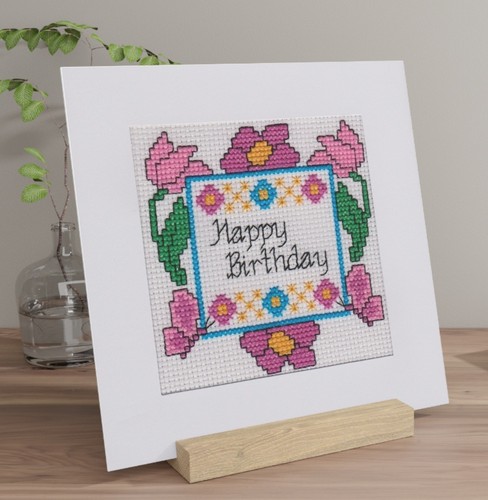 Birthday card cross stitch - -,