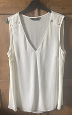 New Florence & Fred Sleeveless Cream Crepe Top Blouse - Size UK 16