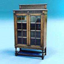 Edwardian oak glazed bookcase - oak,