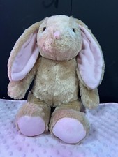 Build A Bear Workshop Brown Lil Bunny with pink ears Soft Plush Toy 15”