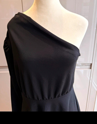 Boohoo black one shoulder midi - boohoo, one-shoulder