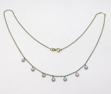 Sterling Silver Dainty Seven-Opal Drop Necklace Vintage c1960 40cm Length