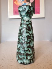  Fat Lava West German vase  by Scheurich Dripping sage green lava glaze 22cm