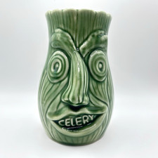 Celery Vase Retro Trent Walk Pottery Green Two Face Kitchen Ware Décor Vintage