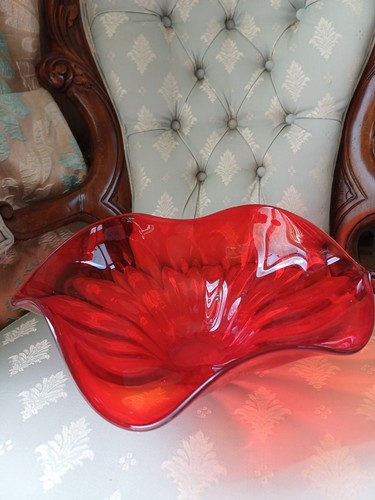 Vintage red glass fruit - vintage, bowl